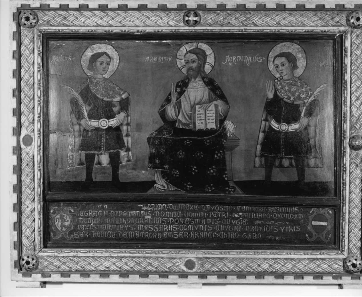 Cristo in trono tra i santi Felice e Fortunato (pala d'altare) - ambito veneto (sec. XIV)