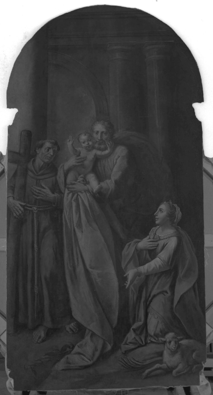 San Giuseppe col Bambino e i Santi Pietro d'Alcantara e Agnese (dipinto) di Zompini Gaetano (sec. XVIII)