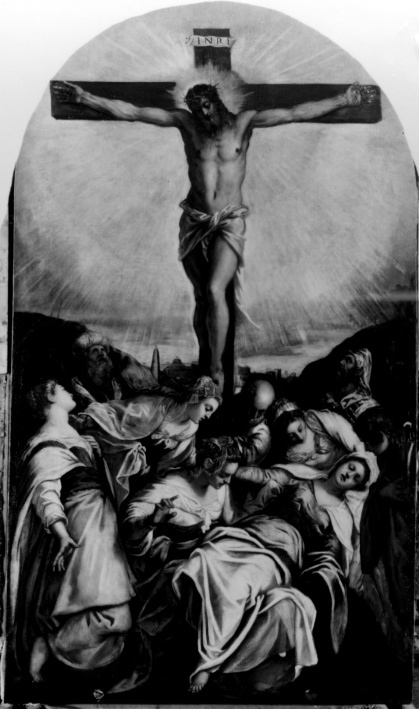 Cristo crocifisso (dipinto) di Robusti Jacopo detto Tintoretto (sec. XVI)