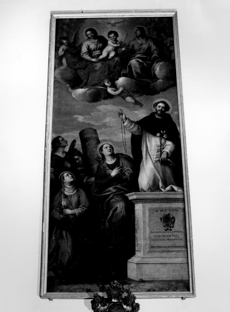 La Madonna col Bambino e Sant'Anna venerata da santi, Madonna con Bambino e Santi (dipinto) di Ingoli Matteo (sec. XVII)