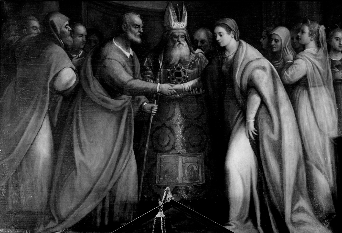 Sposalizio di Maria Vergine (dipinto) di Vecellio Marco (sec. XVI)
