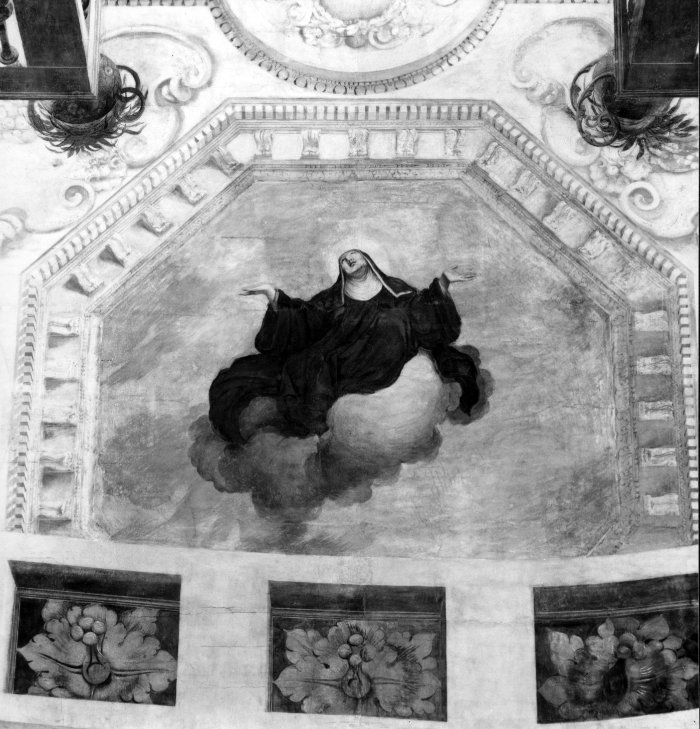 Gloria di Santa Monica (dipinto, elemento d'insieme) di Ricchi Pietro detto Lucchese (fine/inizio secc. XVI/ XVII)