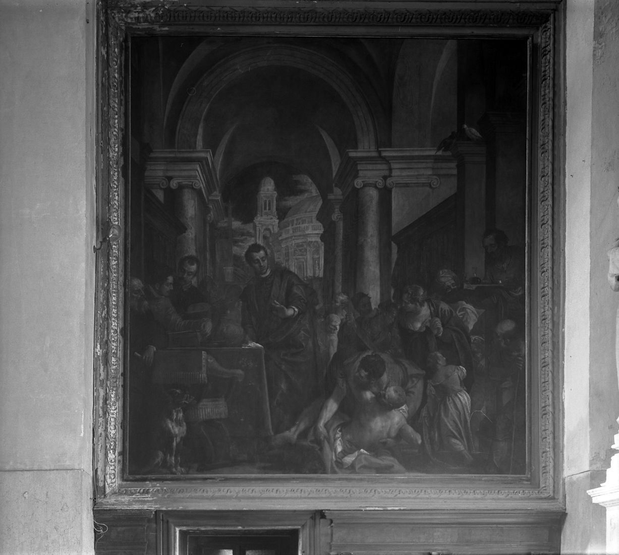 San Bernardino da Siena fonda un ospedale e cura i malati (dipinto) di Caliari Paolo detto Veronese (ultimo quarto sec. XVI)