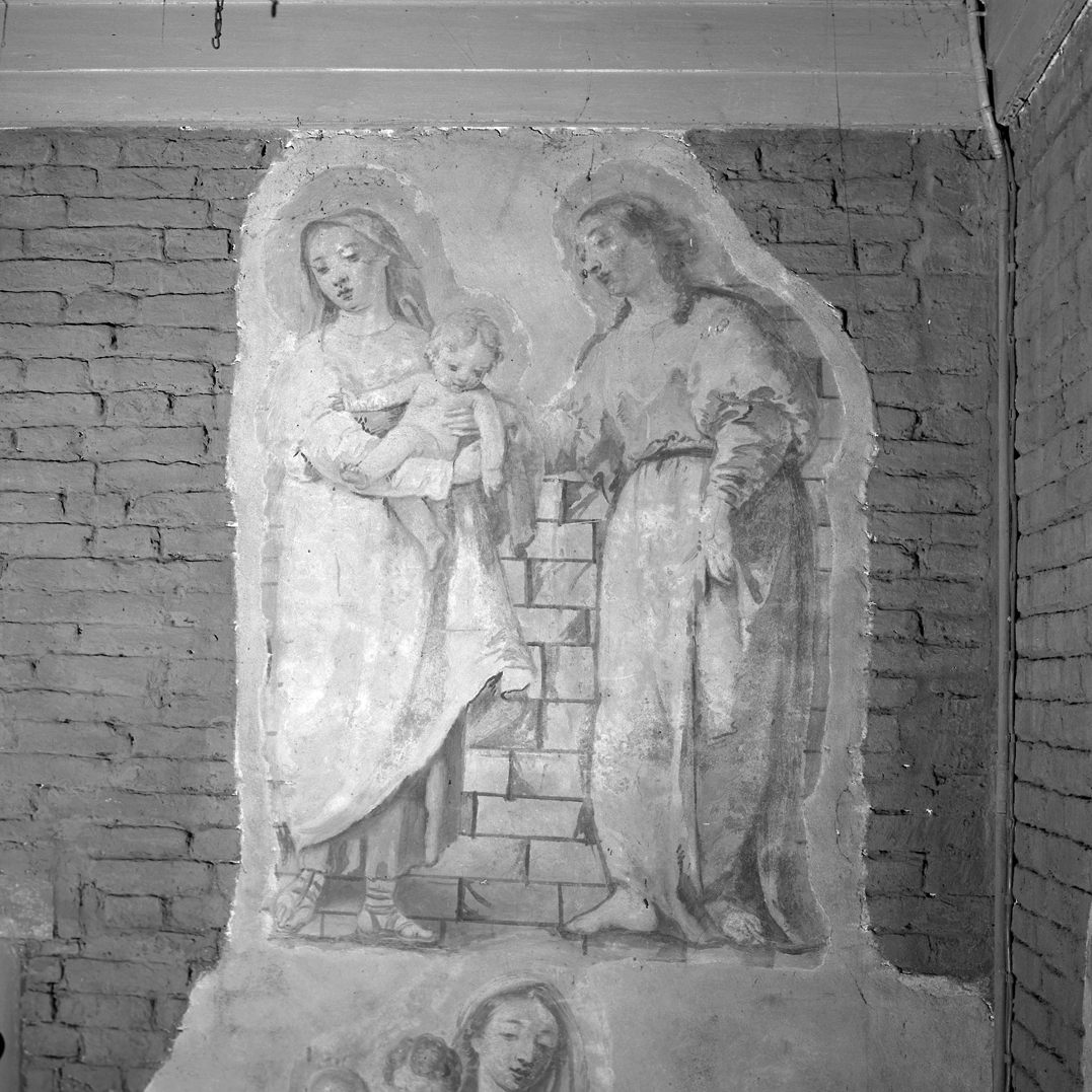 Madonna con Bambino e Santa (dipinto, frammento) di Longhi Pietro (sec. XVIII)