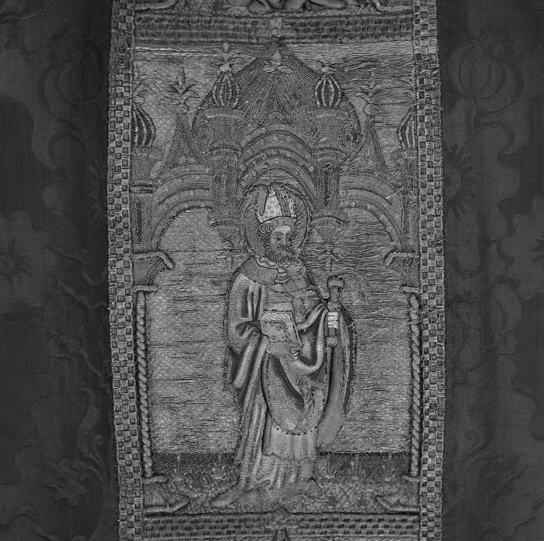 Sant'Ambrogio (decorazione a ricamo, elemento d'insieme) - ambito veneto (sec. XV)