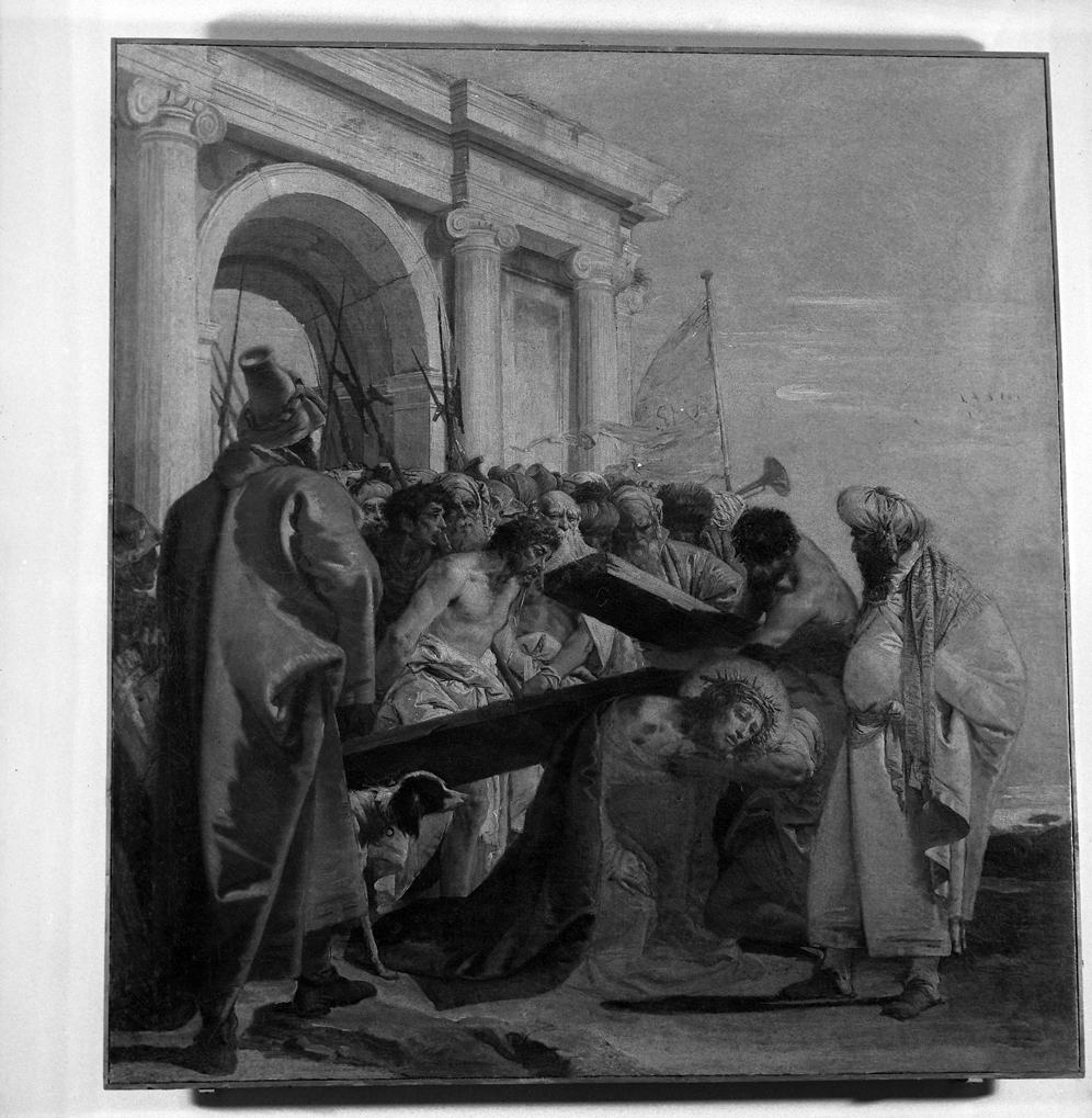 stazione III: Gesù cade sotto la croce la prima volta (Via Crucis, elemento d'insieme) di Tiepolo Giandomenico (sec. XVIII)