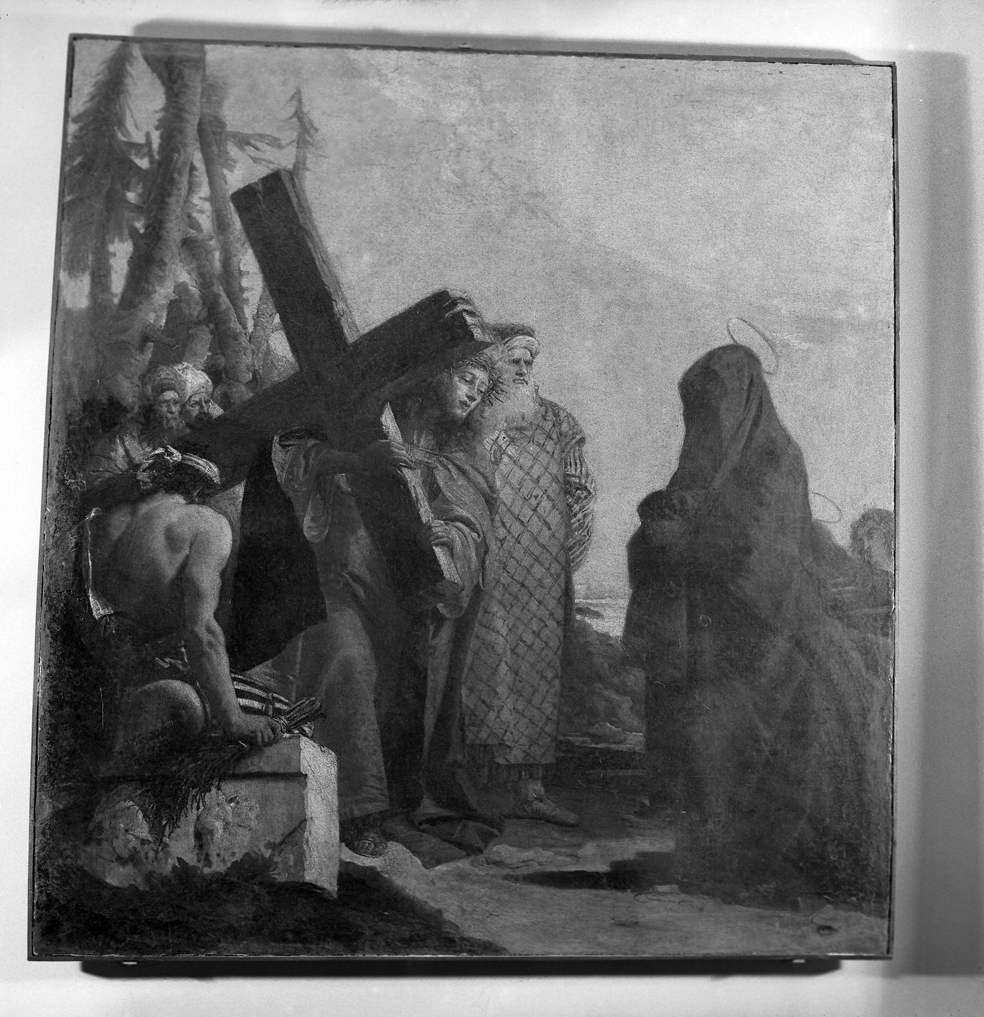 stazione IV: Gesù incontra la Madonna (Via Crucis, elemento d'insieme) di Tiepolo Giandomenico (sec. XVIII)