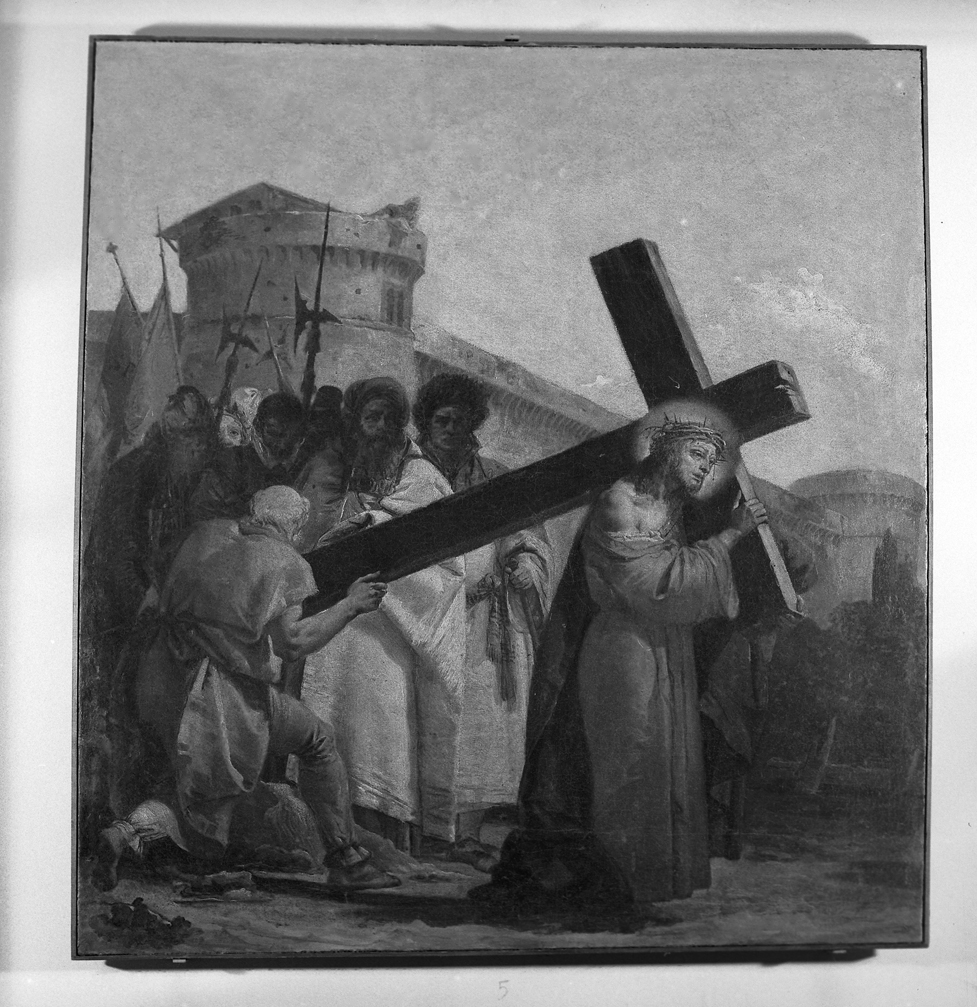 stazione V: Gesù aiutato dal Cireneo (Via Crucis, elemento d'insieme) di Tiepolo Giandomenico (sec. XVIII)