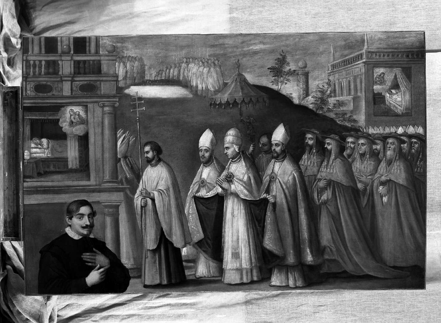 Processione Votiva con Papa e Cardinali, processione (dipinto) - ambito veneto (sec. XVII)