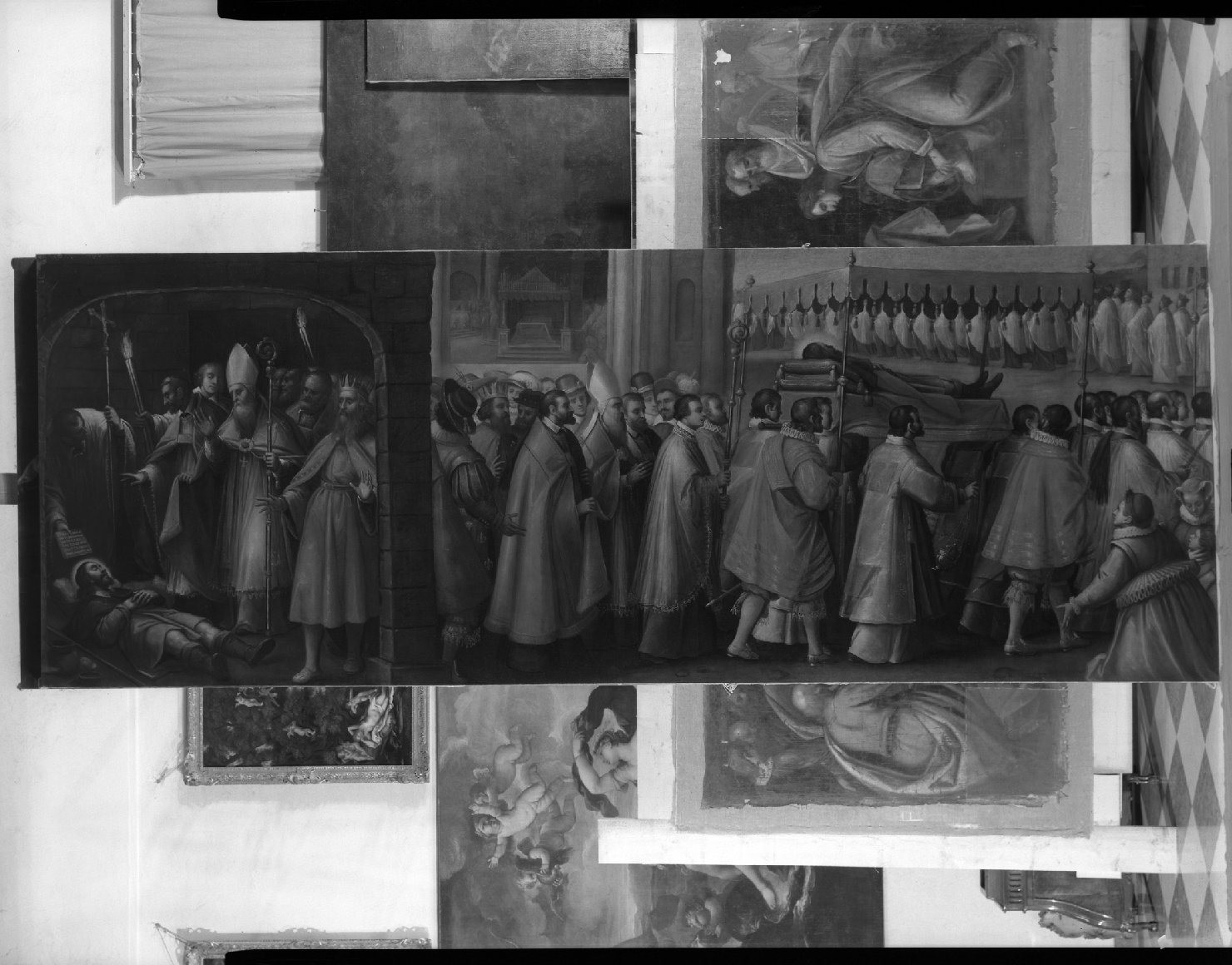 Morte e funerale di S. Rocco, morte e funerali di San Rocco (dipinto) - ambito veneto (sec. XVII)