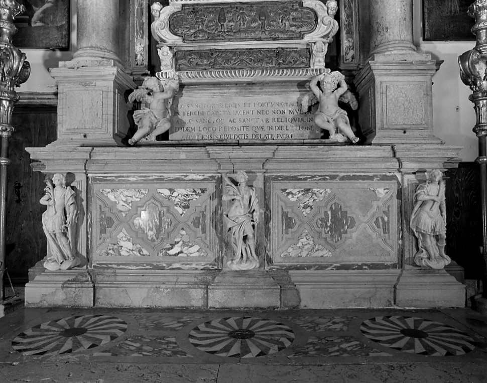 San Felice, San Fortunato, San Giacomo (paliotto, elemento d'insieme) - ambito veneto (sec. XVII)