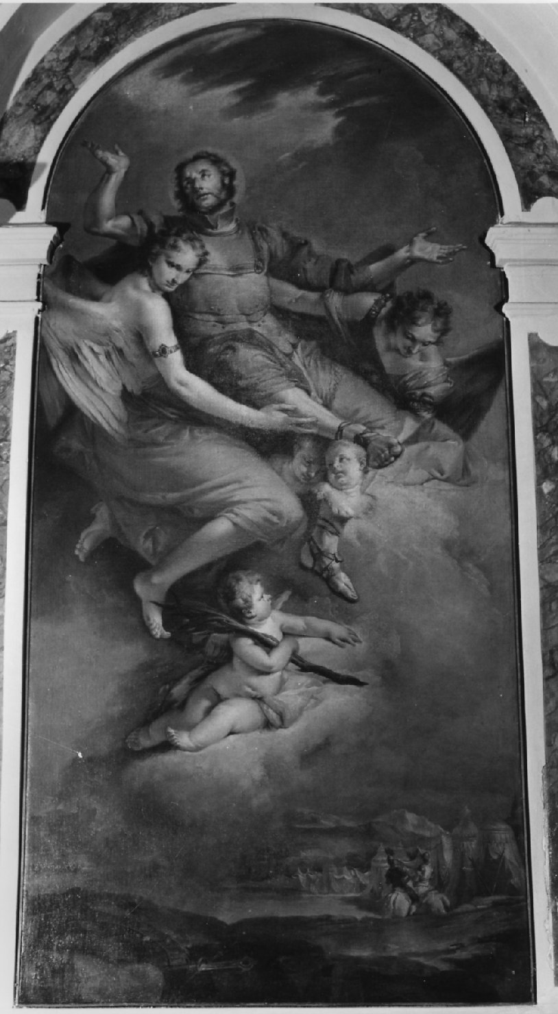 S. Maurizio condotto in cielo (dipinto) di Zugno Francesco (sec. XVIII)
