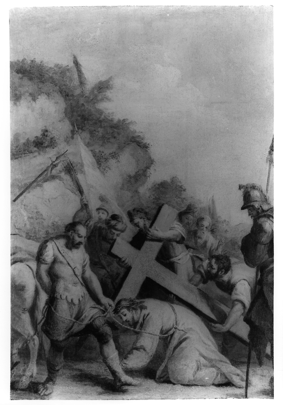 stazione IX: Gesù cade sotto la croce la terza volta (Via Crucis) di Zucchi Antonio (sec. XVIII)