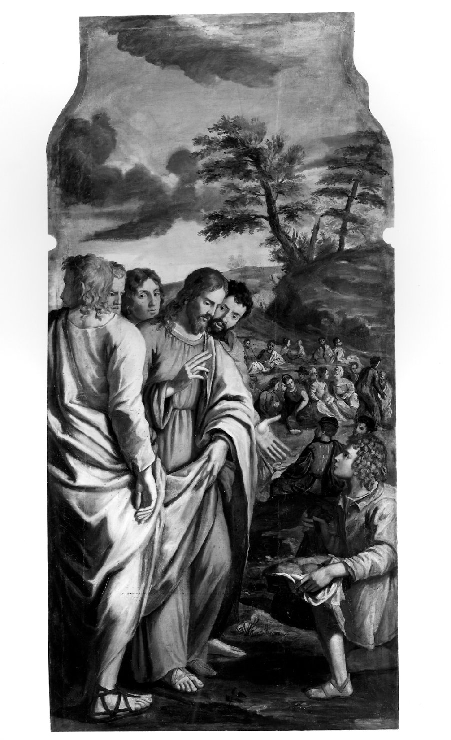 moltiplicazione dei pani e dei pesci (dipinto) - bottega veneta (metà sec. XVII)
