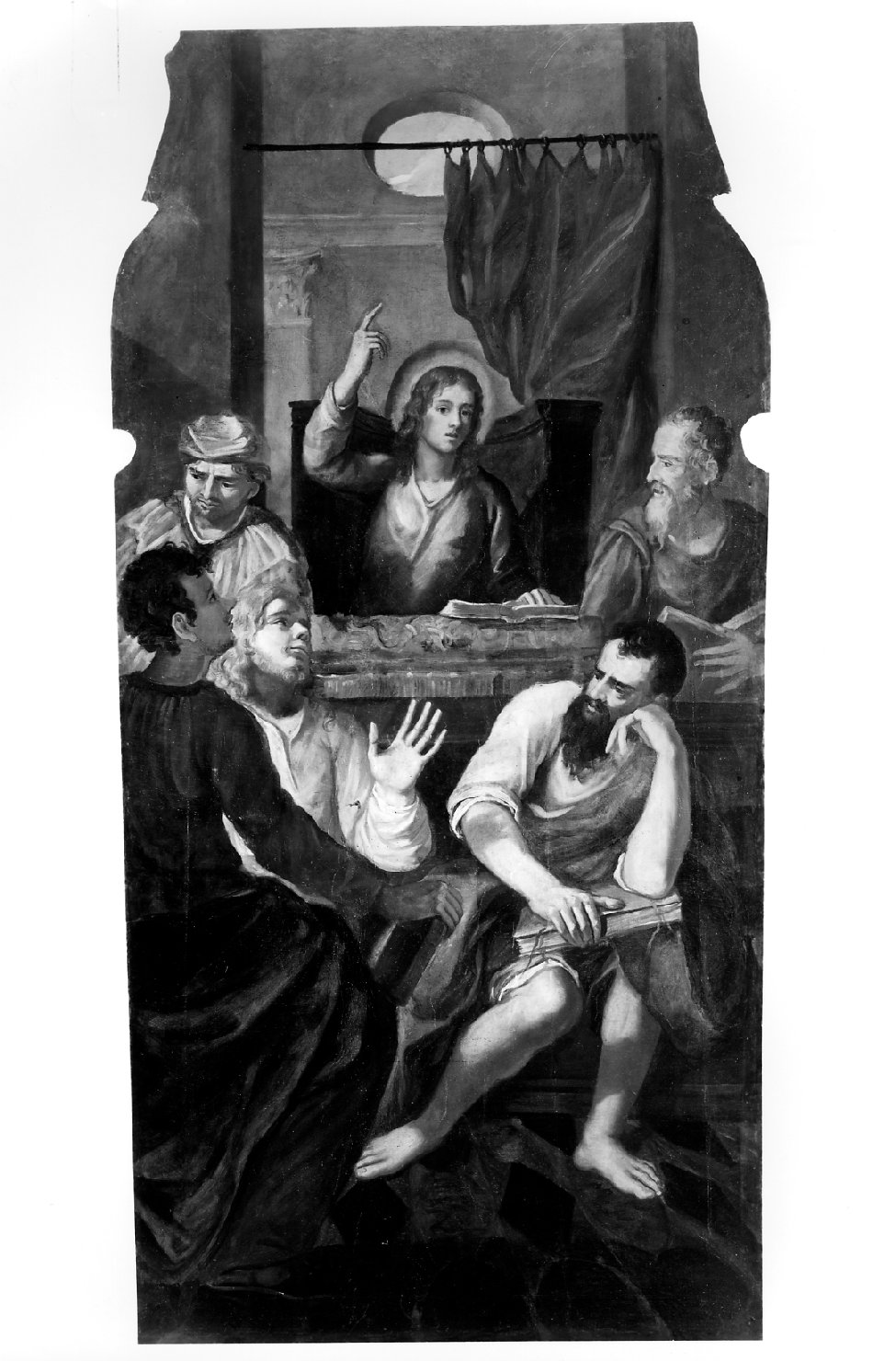 disputa di Gesù con i dottori nel tempio (dipinto) - bottega veneta (metà sec. XVII)