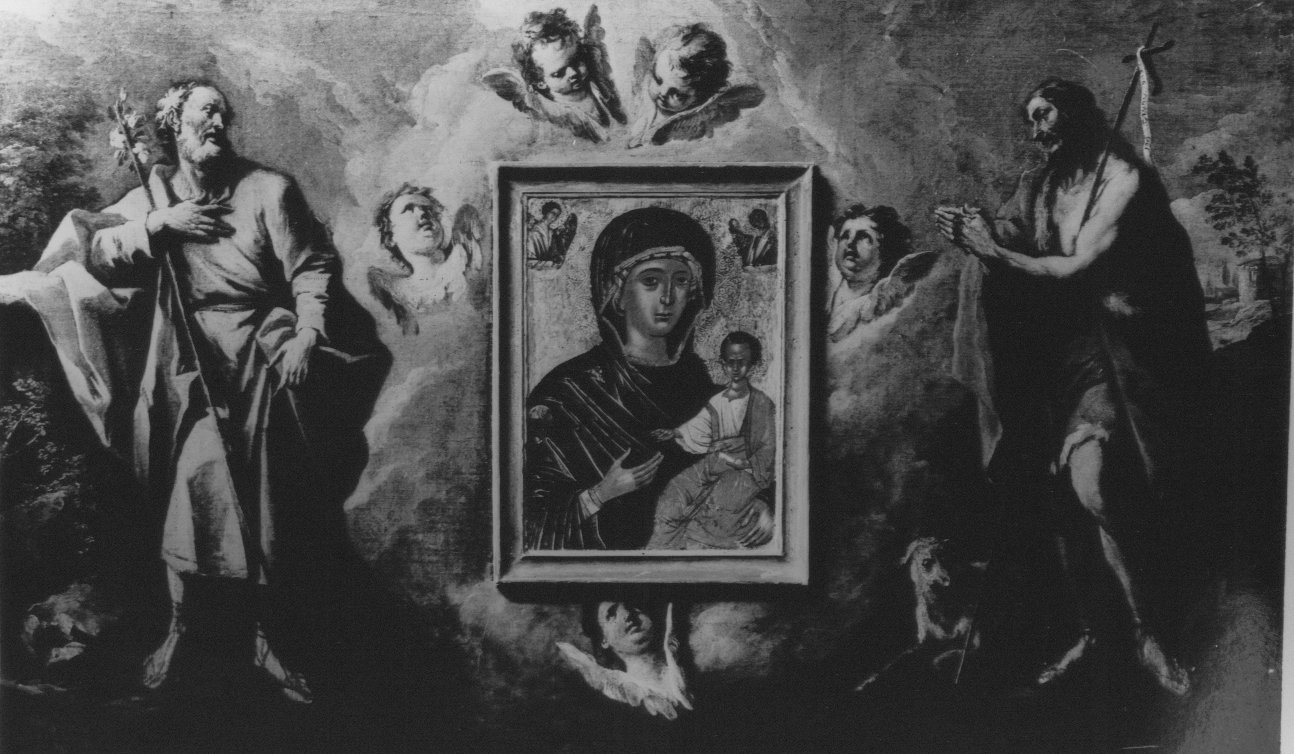 Madonna con Bambino/ San Giuseppe/ San Giovanni Battista (dipinto) di Diziani Gaspare (sec. XVIII)