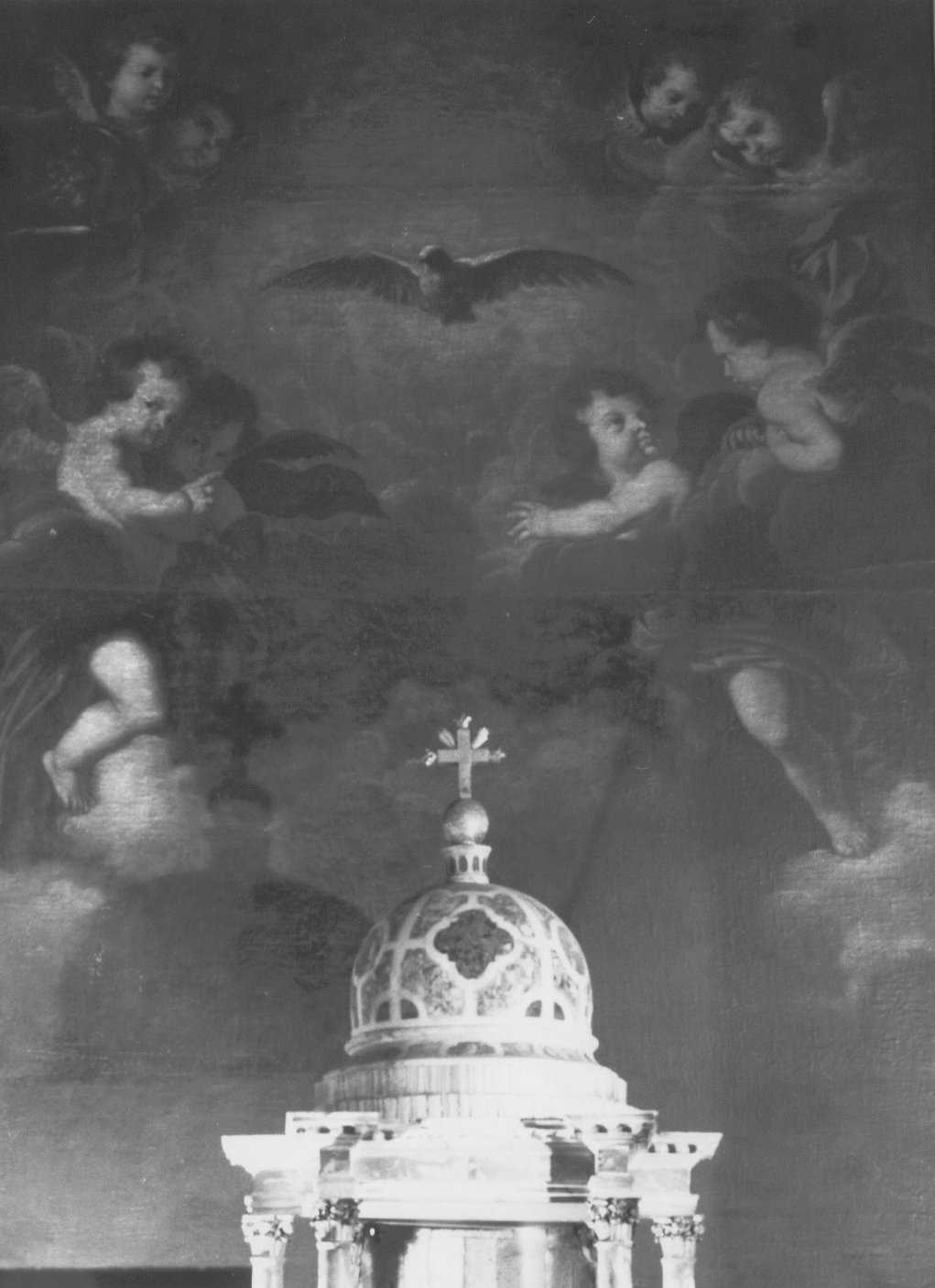 Spirito Santo in gloria (dipinto) di Regnier Nicolas (maniera), Tagliapietra Antonio (prima metà sec. XVII, sec. XIX)