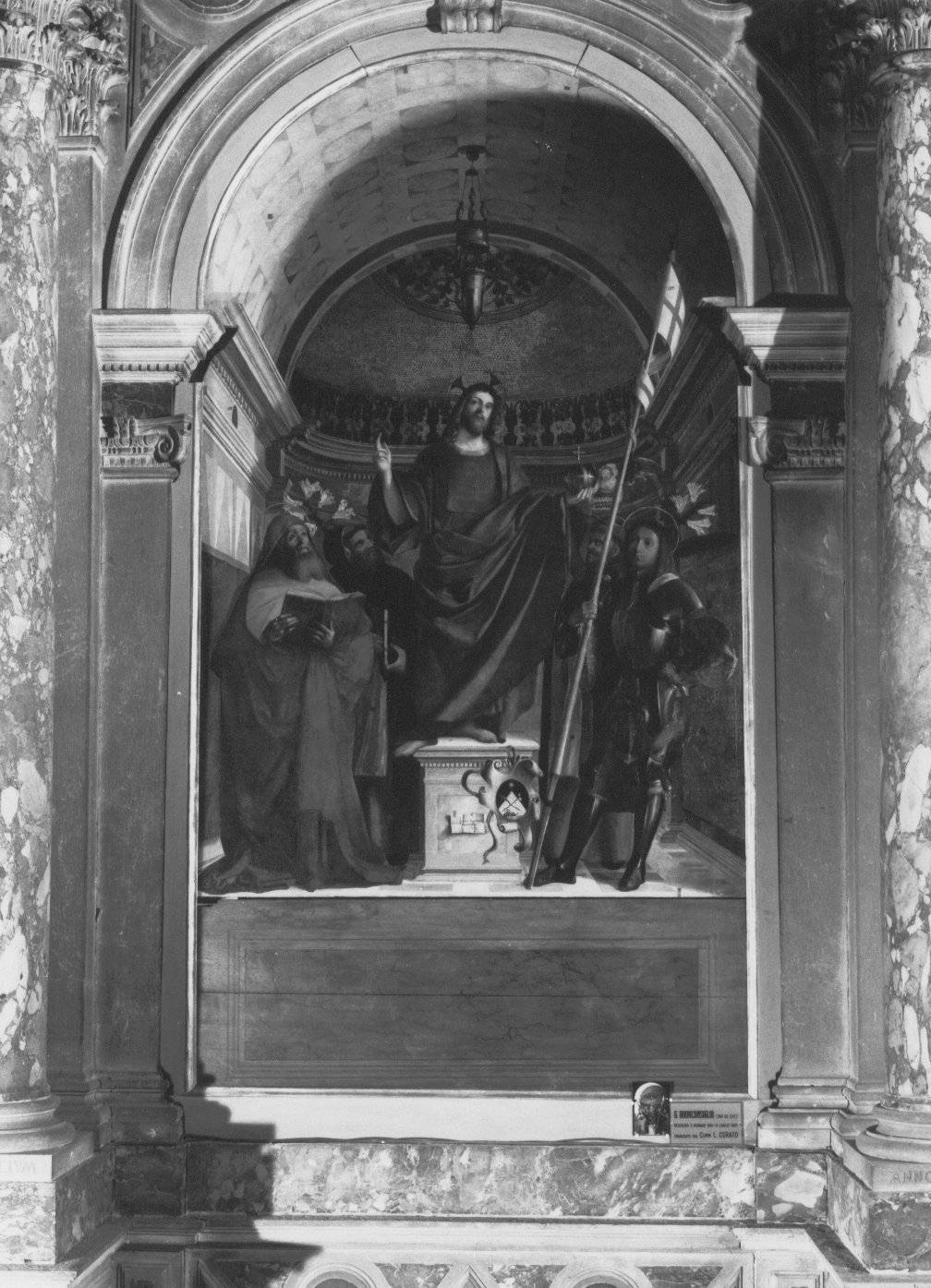Il Redentore tra i Santi Erasmo e Secondo (dipinto) di Buonconsiglio Giovanni detto Marescalco (sec. XVI, sec. XIX)