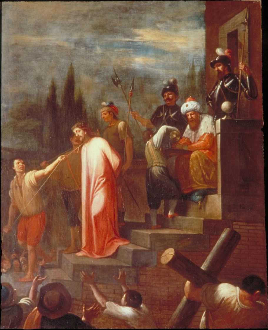 stazione I: Gesù condannato a morte (dipinto, elemento d'insieme) - ambito veneto (fine/inizio secc. XVIII/ XIX)