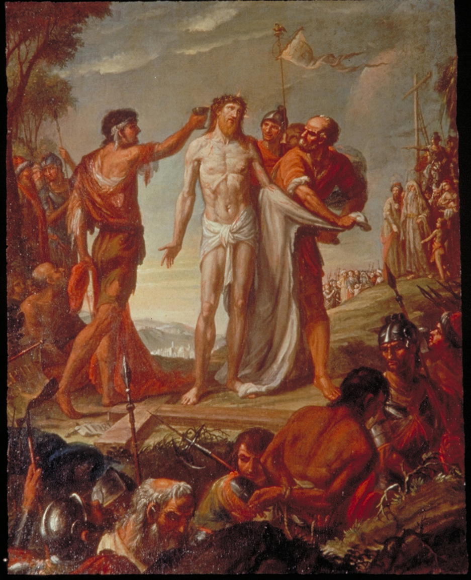 stazione X: Gesù spogliato e abbeverato di fiele (dipinto, elemento d'insieme) - ambito veneto (fine/inizio secc. XVIII/ XIX)