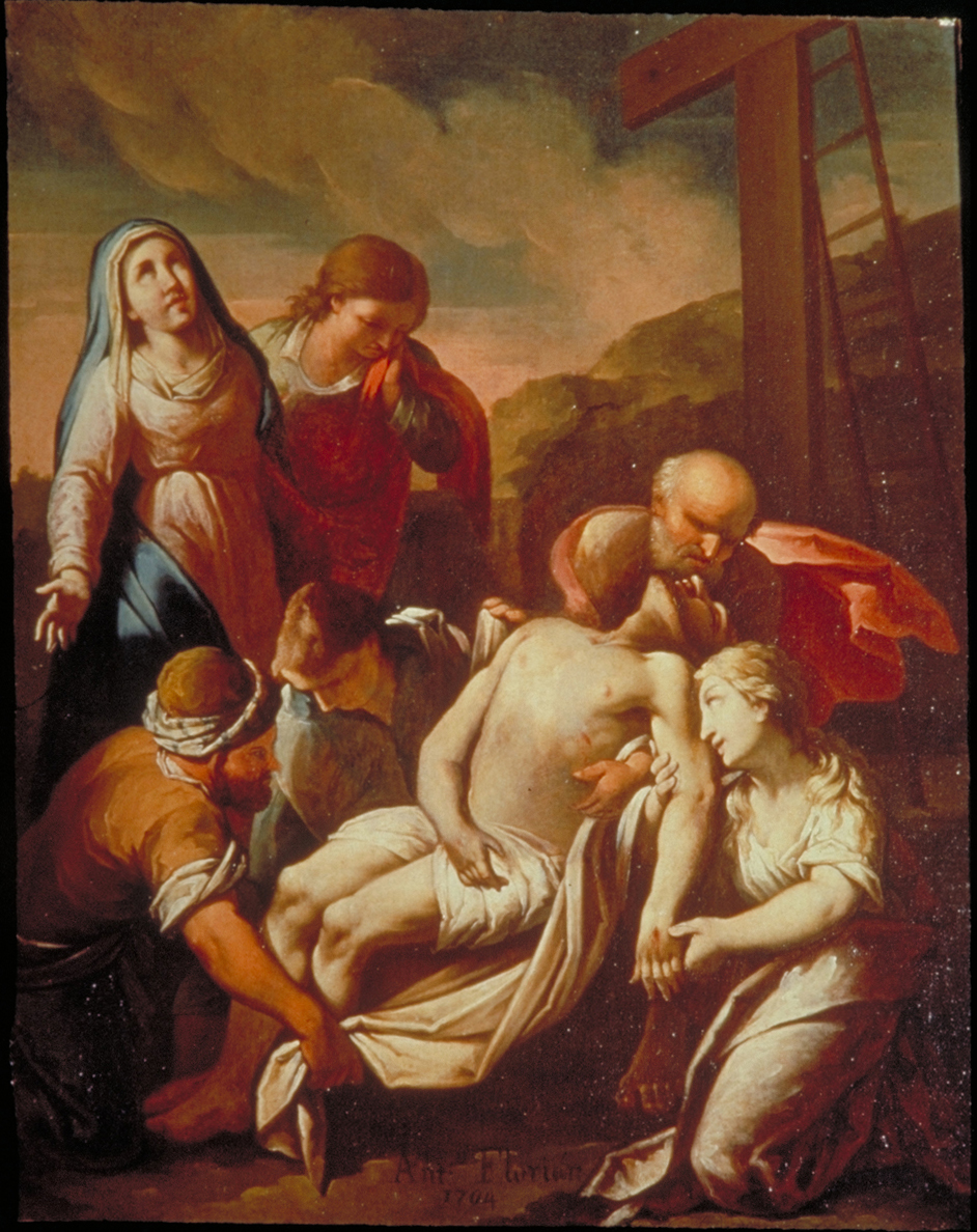 stazione XIII: Gesù deposto dalla croce (dipinto, elemento d'insieme) - ambito veneto (fine/inizio secc. XVIII/ XIX)