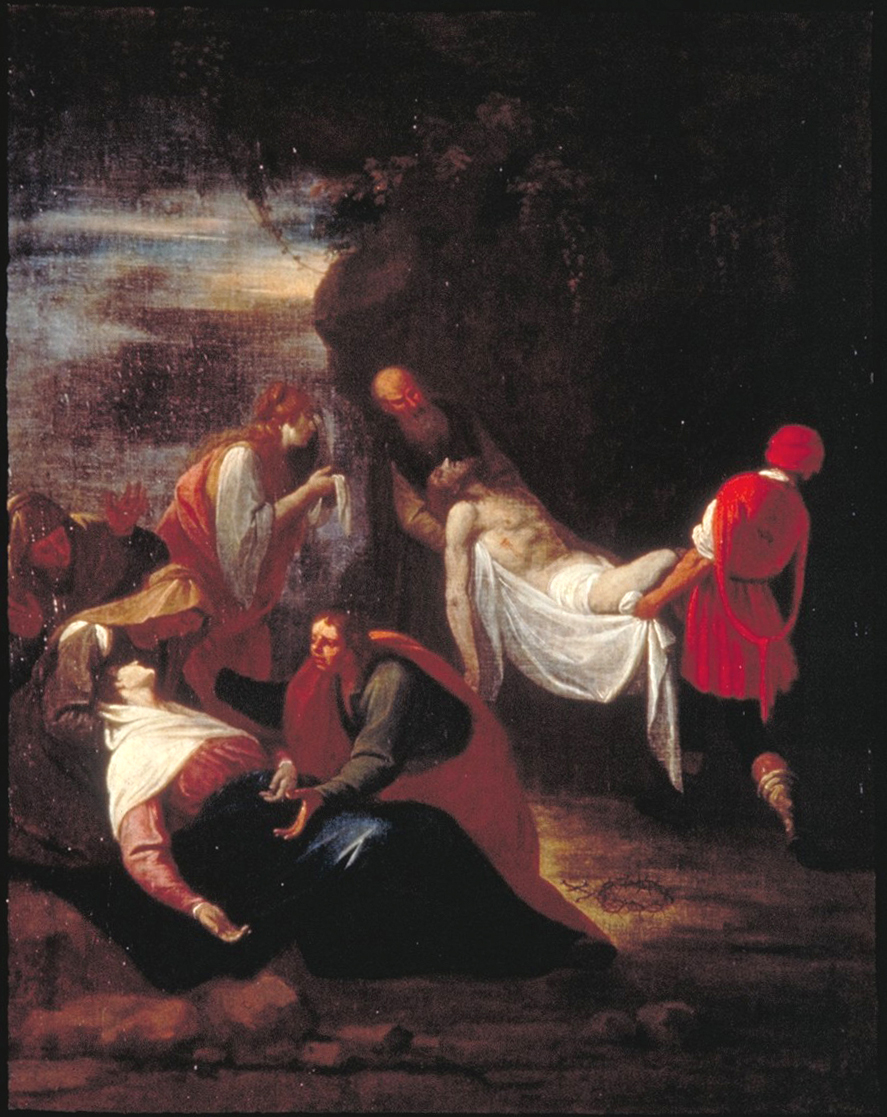 stazione XIV: Gesù deposto nel sepolcro (dipinto, elemento d'insieme) - ambito veneto (fine/inizio secc. XVIII/ XIX)