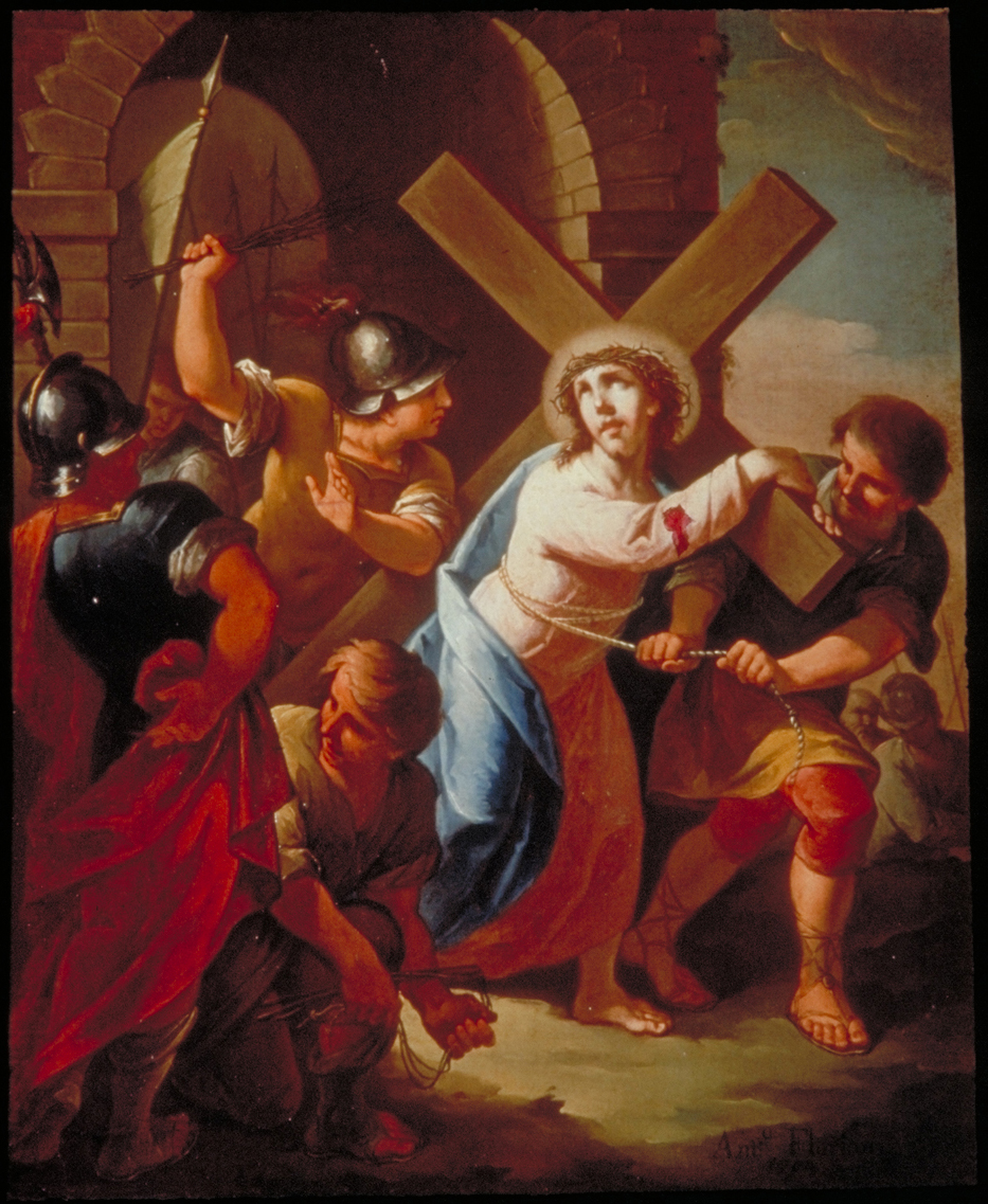 stazione II: Gesù caricato della croce (dipinto, elemento d'insieme) - ambito veneto (fine/inizio secc. XVIII/ XIX)