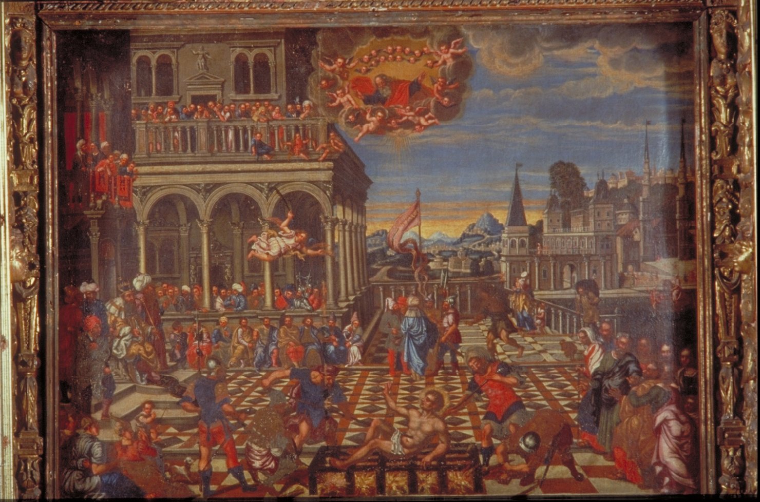 martirio di San Lorenzo (dipinto) di Galizzi Gerolamo detto Gerolamo da Santacroce (prima metà sec. XVI)