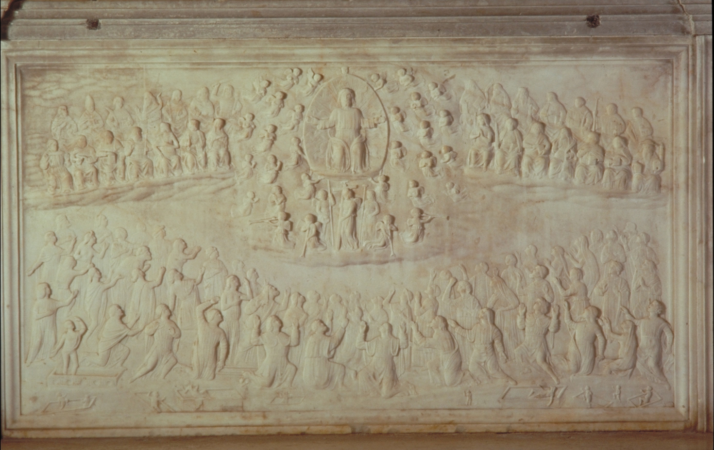 Giudizio Universale (paliotto, elemento d'insieme) di Lombardo Tullio (attribuito) (secc. XV/ XVI)