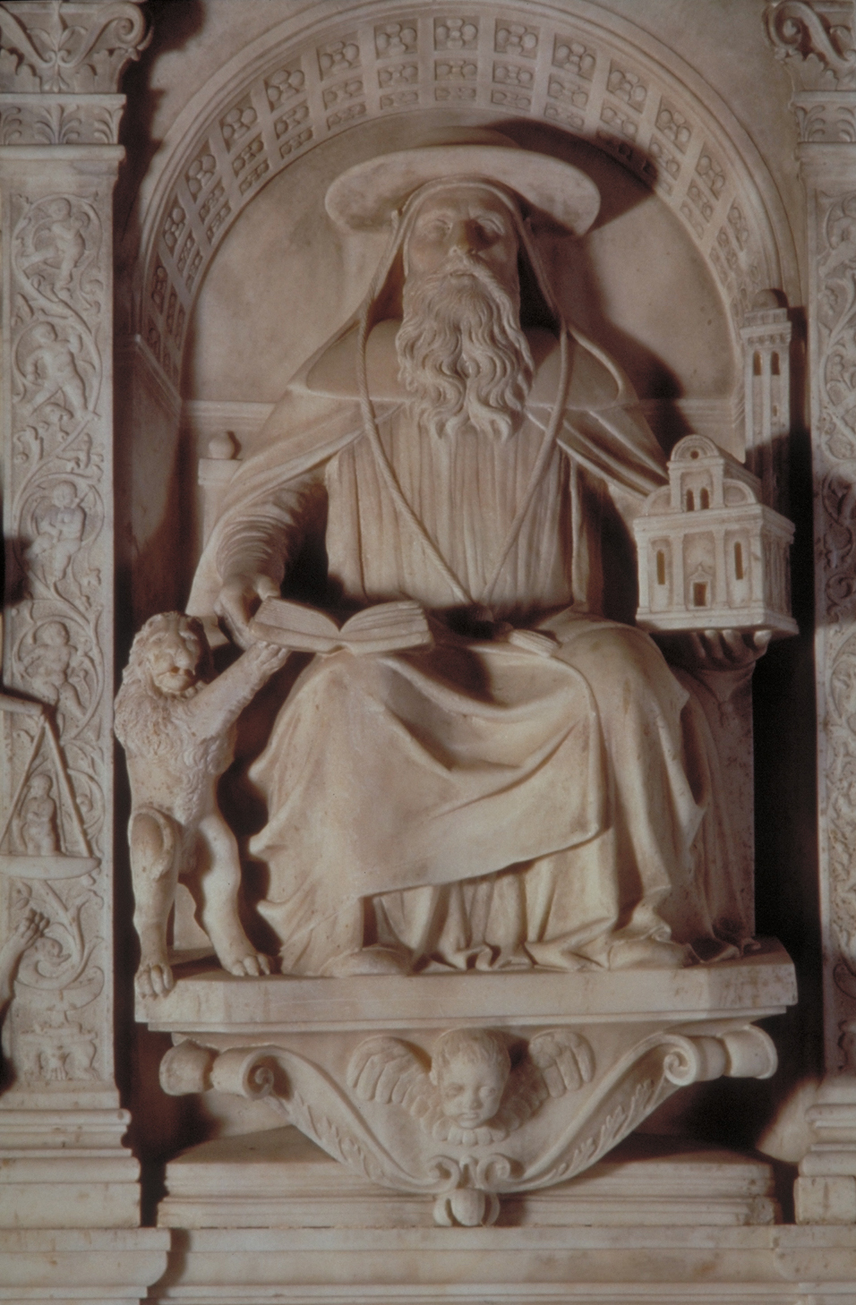 San Girolamo (rilievo, elemento d'insieme) di Lombardo Tullio (attribuito) (secc. XV/ XVI)