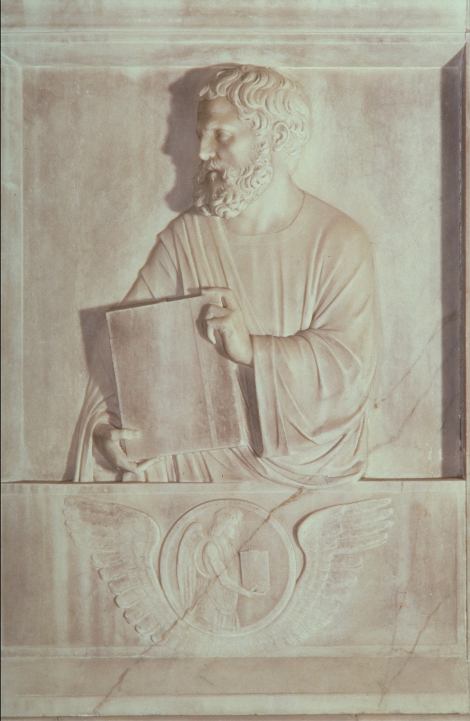 San Luca (rilievo, elemento d'insieme) di Lombardo Tullio (attribuito) (inizio sec. XVI)