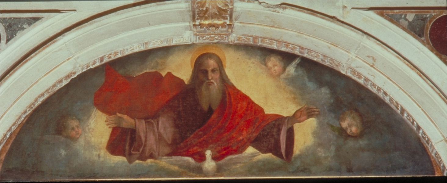 Dio Padre e cherubini (dipinto) di Rusconi Benedetto detto Benedetto Diana (inizio sec. XVI)