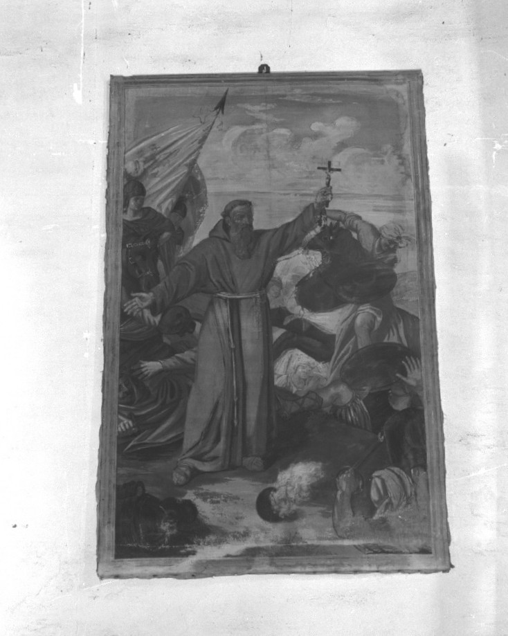 Padre Marco d'Aviano ferma l'avanzata dei Turchi (dipinto) - ambito veneto (sec. XVIII)