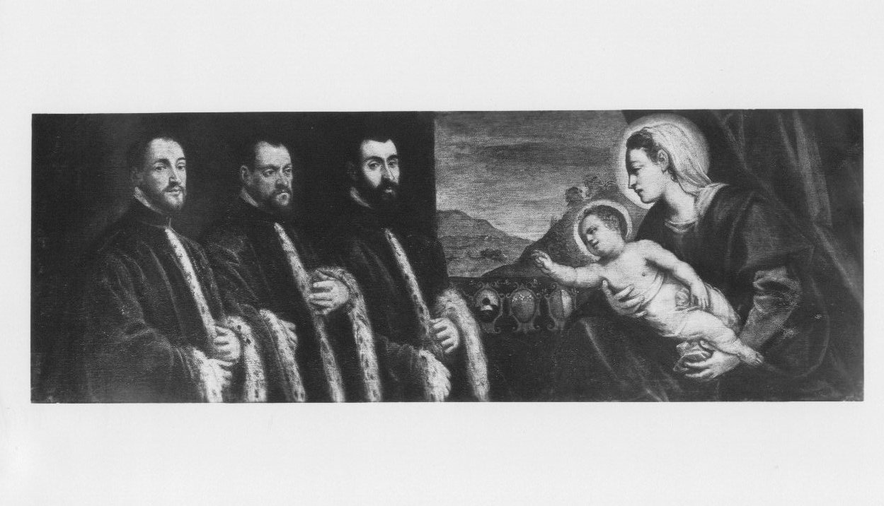 Madonna con Bambino e tre magistrati (dipinto) - ambito veneto (ultimo quarto sec. XVI)