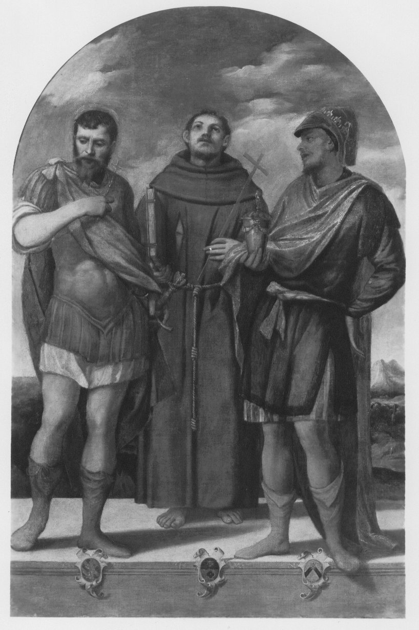 San Ranieri, San Francesco, San Melchiorre (dipinto) di De Pitati Bonifacio detto Bonifacio Veronese (secondo quarto sec. XVI)