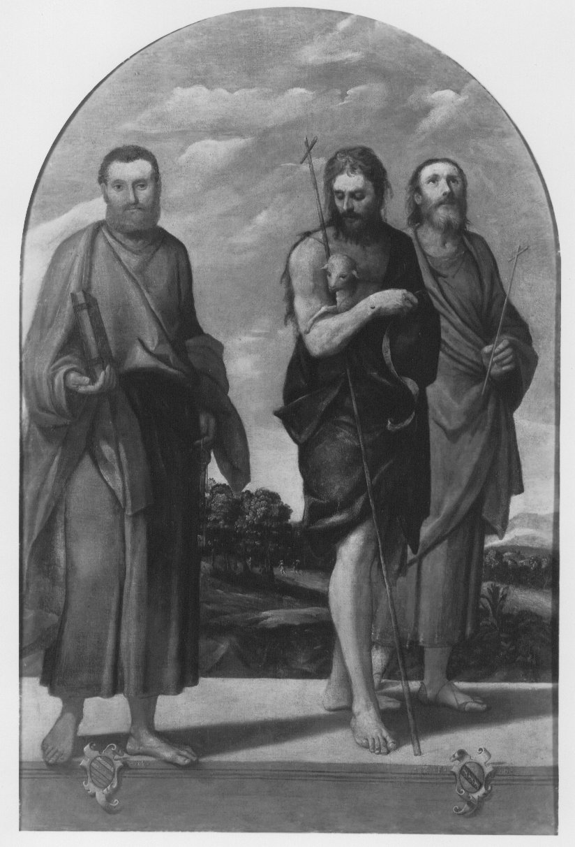 San Pietro, San Giovanni Battista, San Filippo (dipinto) di De Pitati Bonifacio detto Bonifacio Veronese (secondo quarto sec. XVI)