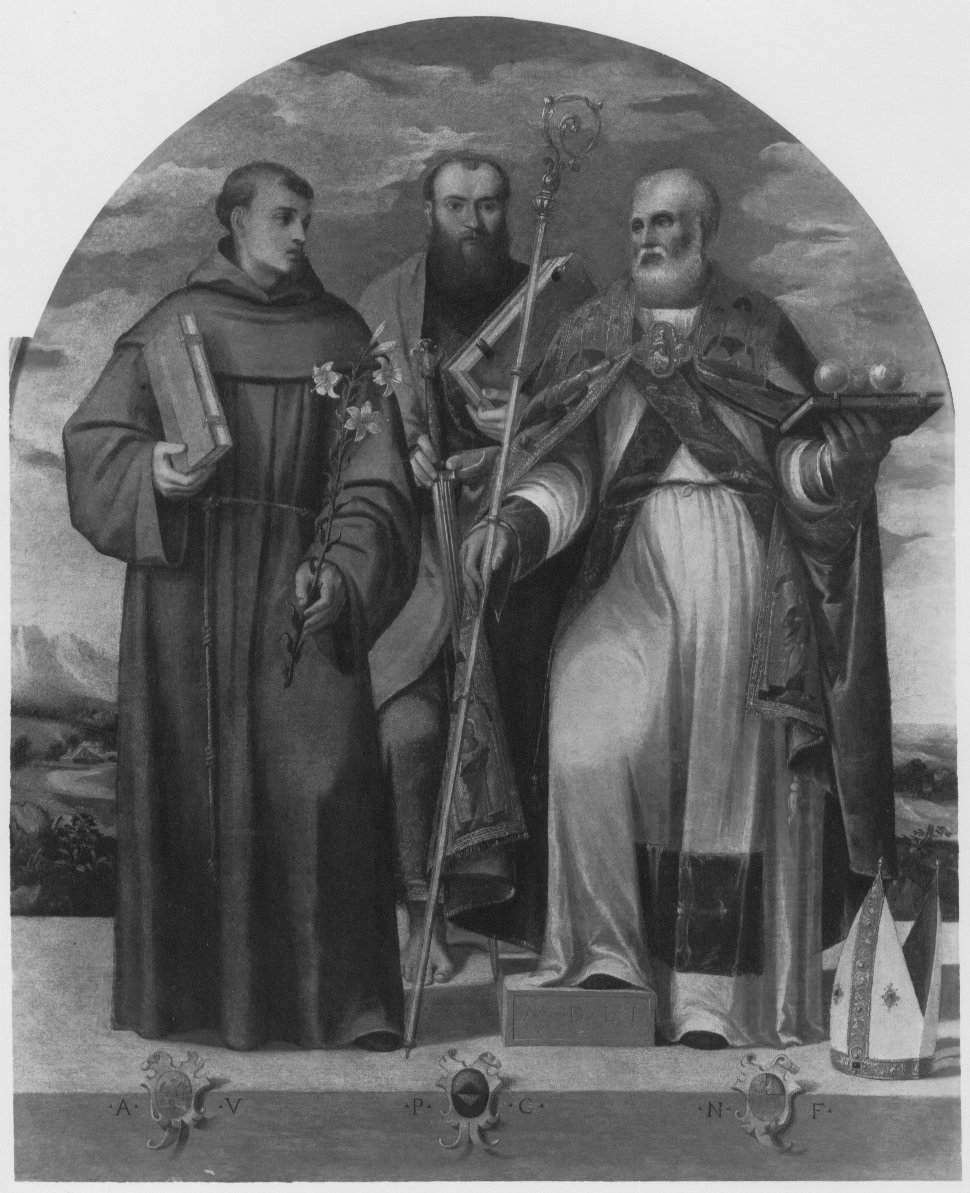 Sant'Antonio da Padova, San Paolo, San Nicolò (dipinto) di De Pitati Bonifacio detto Bonifacio Veronese (terzo quarto sec. XVI)