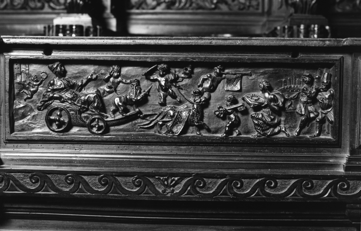 Allegoria di conquista (poggiatesta, elemento d'insieme) di De Brule A (sec. XVII)