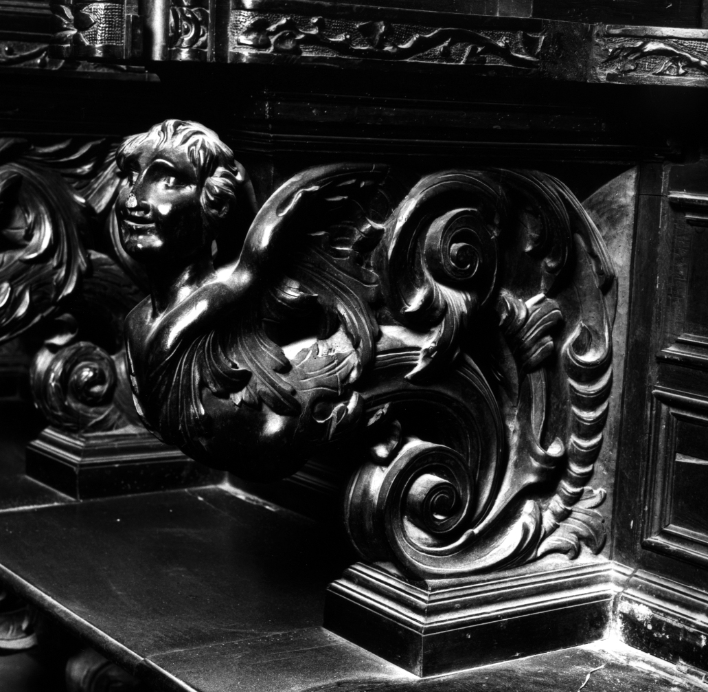 grottesche: ornamenti antropomorfi con forme umane miste ad animali, grottesche (bracciolo, elemento d'insieme) di De Brule A (sec. XVII)