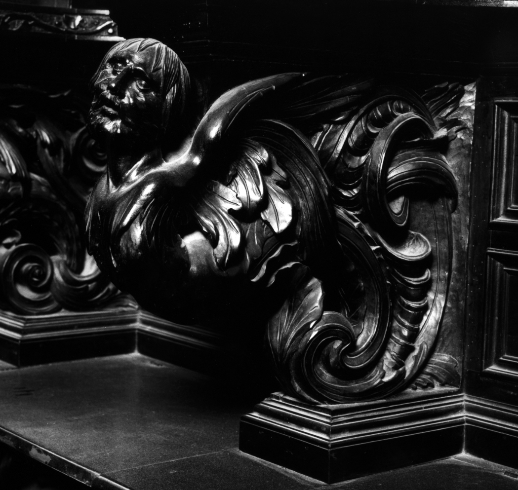 grottesche: ornamenti antropomorfi con forme umane miste ad animali, grottesche (bracciolo, elemento d'insieme) di De Brule A (sec. XVII)