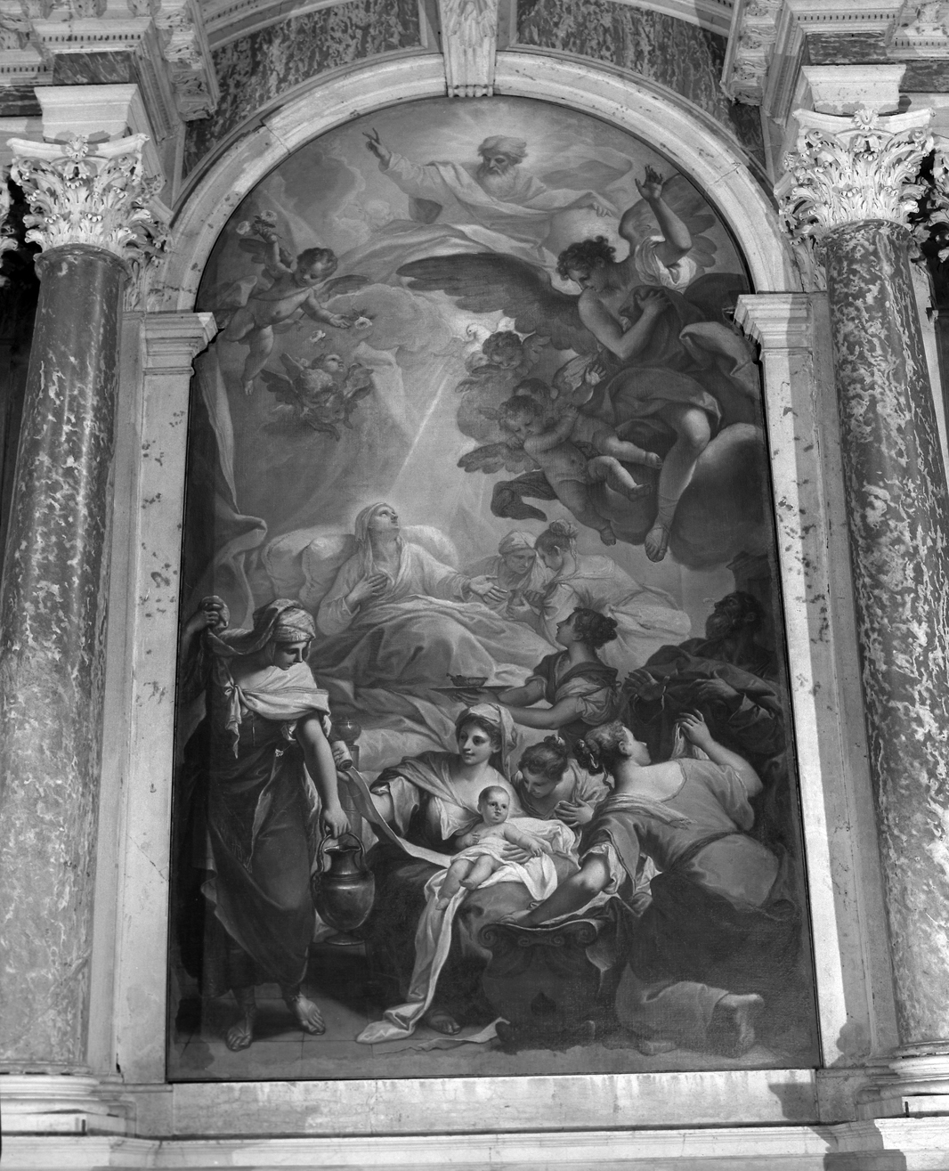 nascita di Maria Vergine (pala d'altare) di Bambini Nicolò (sec. XVIII)