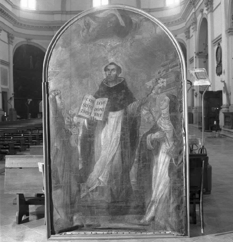 San Domenico tra i santi Rosa da Lima e Caterina da Siena (dipinto) di Vianelli Alberto (sec. XVII)