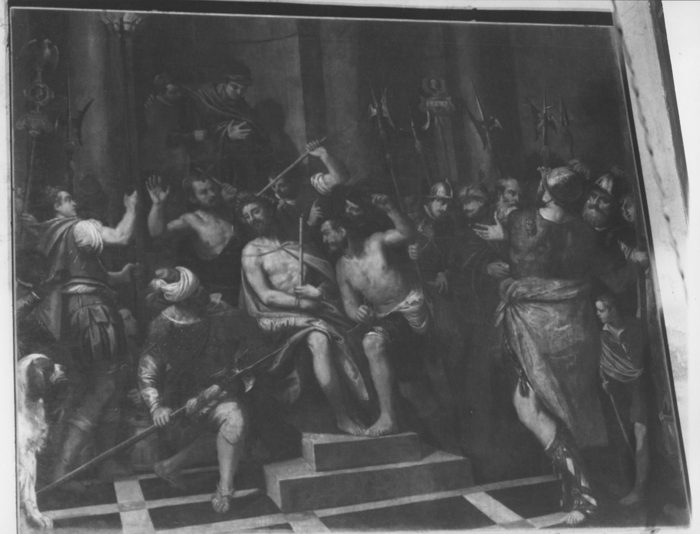 Incoronazione di spine, incoronazione di spine (dipinto, ciclo) di Corona Leonardo detto Leonardo da Murano (sec. XVI)