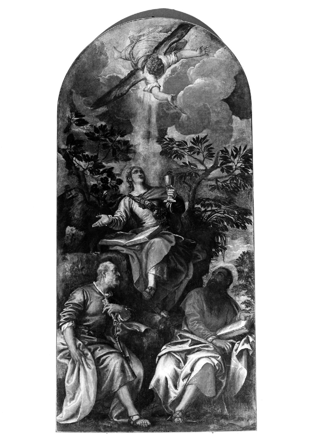 San Pietro, San Giovanni Evangelista, San Paolo e un angelo (pala d'altare) di Caliari Paolo detto Veronese (ultimo quarto sec. XVI)