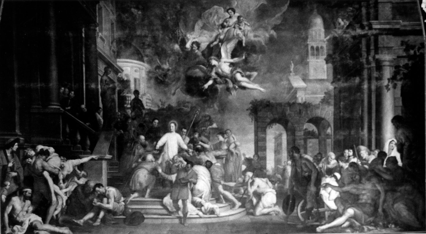San Lorenzo Giustiniani libera un'ossessa (dipinto) di Molinari Antonio (fine sec. XVII)