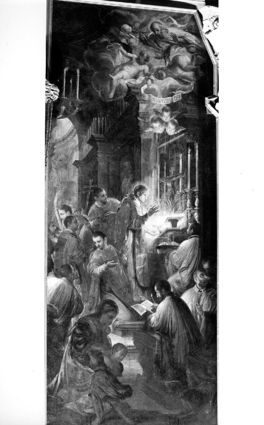 San Lorenzo Giustiniani celebra una messa miracolosa (dipinto) - ambito tedesco (fine sec. XVII)