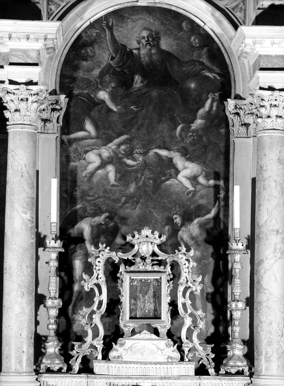 Dio Padre in gloria (dipinto) di Vecellio Tizianello detto Tizianello (sec. XVII)