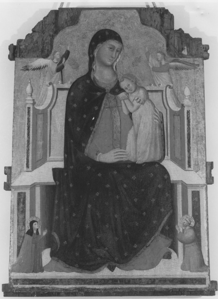 Madonna del Latte tra San Francesco e Santa Chiara (dipinto) di Maestro del Dittico Cini (sec. XIV)