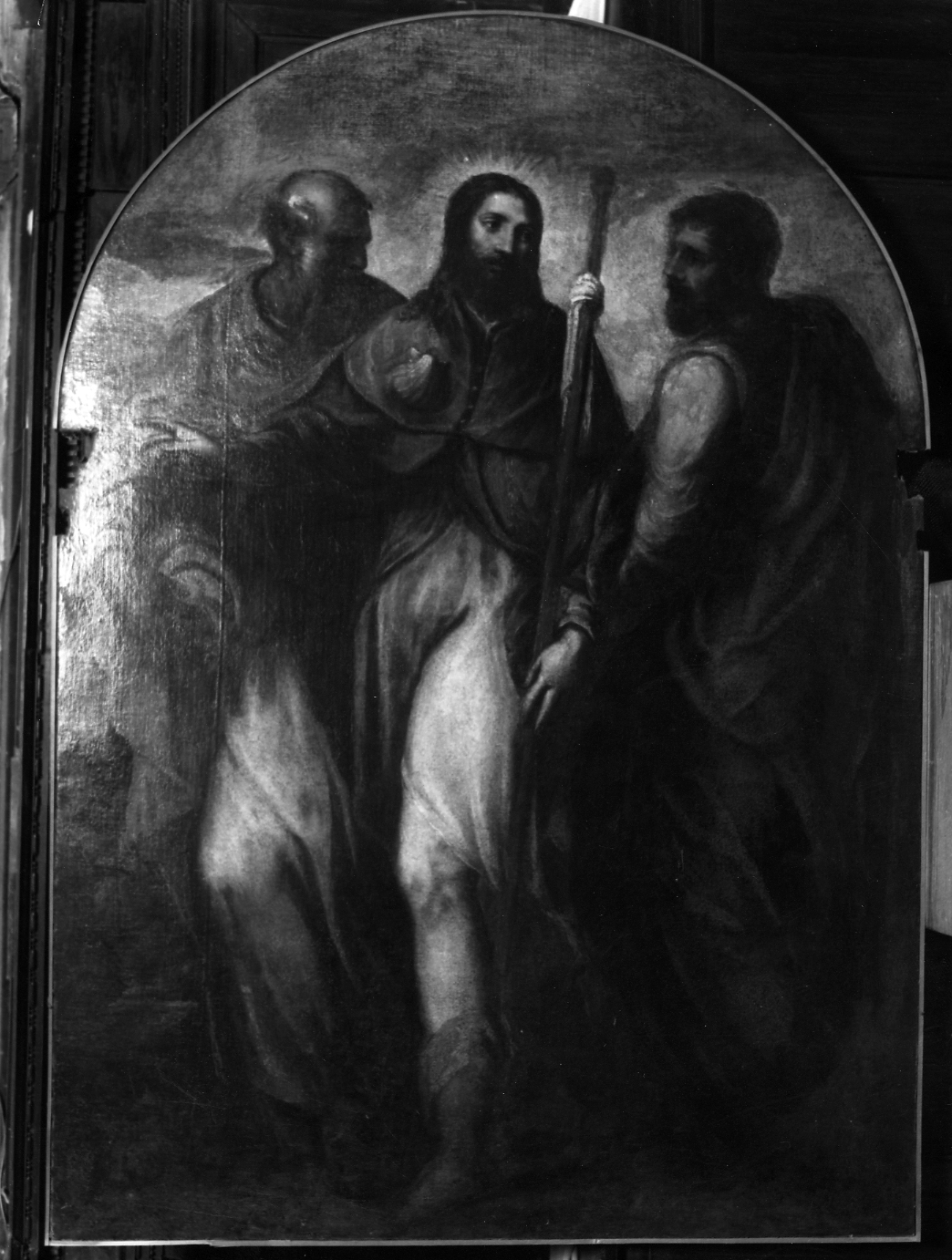 viaggio a Emmaus (pala d'altare) di Meldolla Andrea detto Andrea Schiavone (metà sec. XVI)