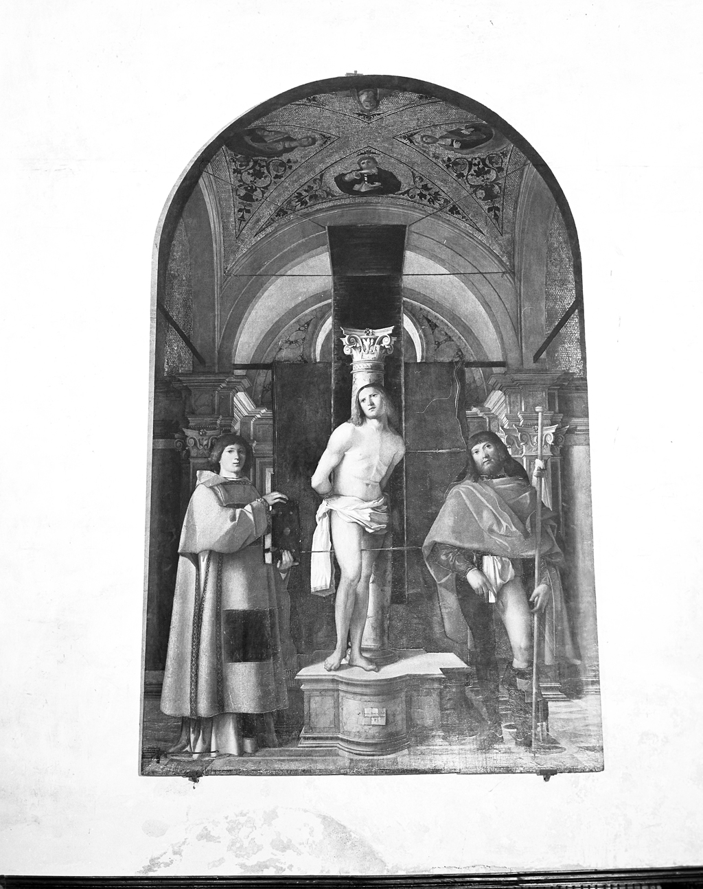 San Sebastiano/ San Rocco/ San Lorenzo (dipinto) di Buonconsiglio Giovanni detto Marescalco (secc. XV/ XVI)